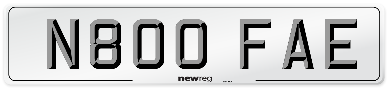 N800 FAE Number Plate from New Reg